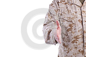 Military Man Offers Handshake