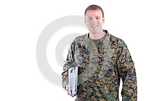 Military Man with School Books