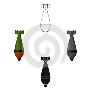 Military mortar bomb icon in cartoon,black style isolated on white background. Military and army symbol stock vector