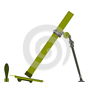 Military mortar vector illustration army icon bomb isolated. Symbol weapon war gun design