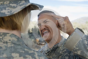 Military Officer Shouting At Female Soldier