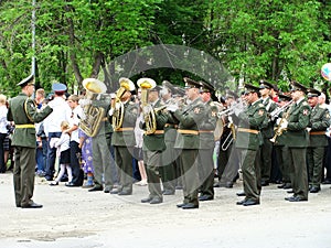 Military orchestra on parade