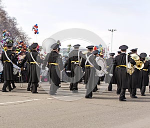 Military orchestra on parade