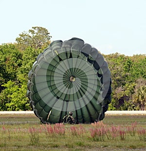 MIlitary parachute on the ground