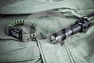 Military paracord bracelet and tactical torch