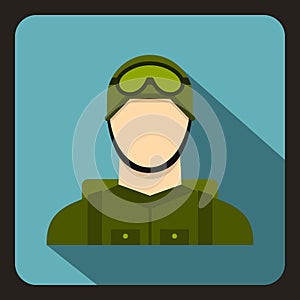 Military paratrooper icon, flat style