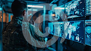 The soldier at operations center. AI generated
