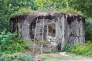 Military pillbox of the times of World War II. Defensive construction, Belarus.