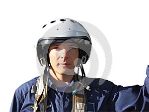 The military pilot in a helmet