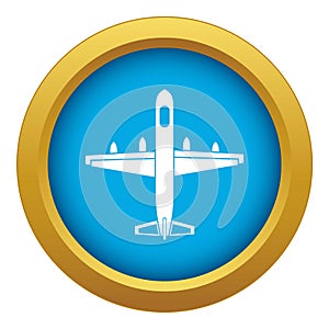 Military plane icon blue vector isolated