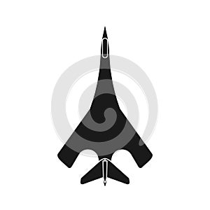 Military plane vector illustration icon solid black. Aircraft aviation icon isolated white jet and fighter air force