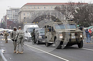 Military and police guard during Inauguration of Donald Trump