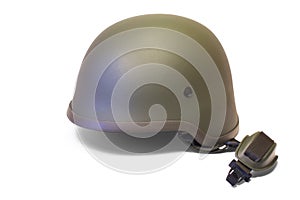 Military or police helmet with chin strap