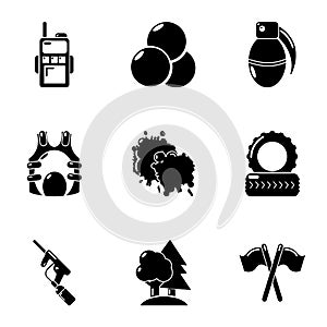 Military preparation icons set, simple style