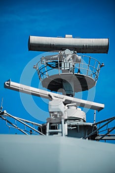 Military radar air surveillance on navy ship