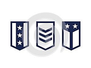 Military ranks, army epaulettes on white