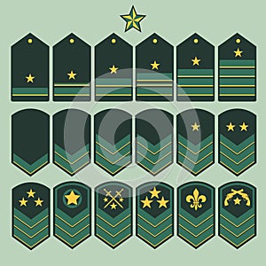 Military ranks set, Army Patches. Vector