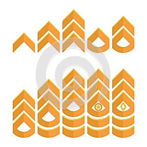 Military ranks, shoulder strap symbol, set of army ranks