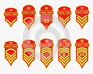 Military Ranks Stripes and Chevrons. Vector Set Army Insignia