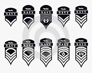 Military Ranks Stripes and Chevrons. Vector Set Army Insignia