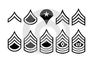 Military Ranks Stripes and Chevrons. Vector Set Army Insignia photo