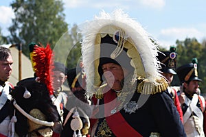 Military reenactors at Borodino battle historical reenactment in Russia