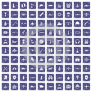 100 military resources icons set grunge sapphire