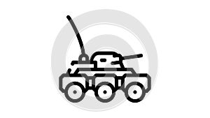 military robot line icon animation