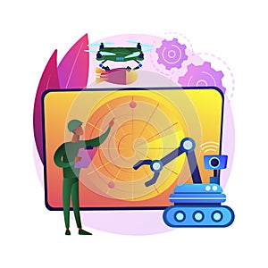 Military robotics abstract concept vector illustration.