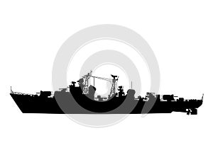 Military rocket ship silhouette.  Vector for design and creativity.