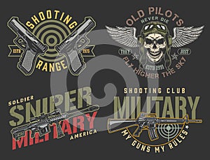 Military set colorful vintage label