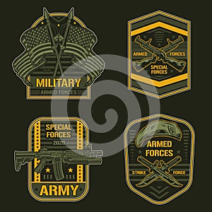 Military set element vintage colorful