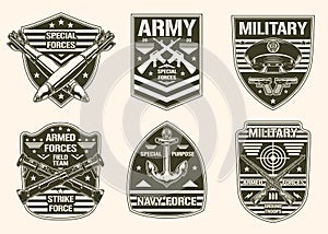 Military set monochrome label vintage