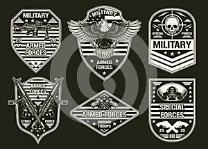 Military set monochrome vintage label