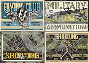 Military set posters colorful vintage