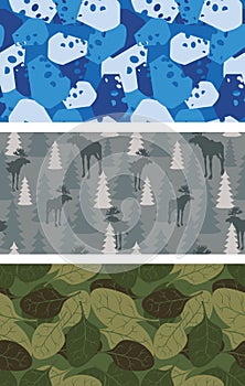 Military set of textures. Winter blue Camo made of cheese