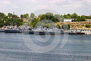 Military ships anchored in Constanta military port
