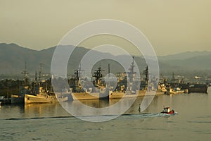 Military Ships Sunset