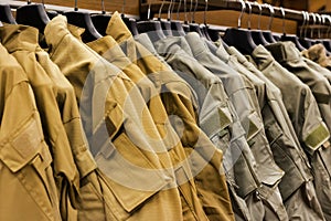 Military shirts and ripstoprs in store