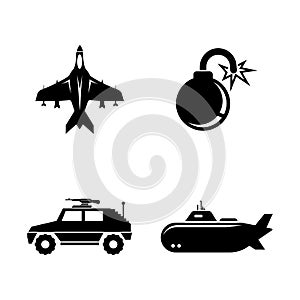 Military. Simple Related Vector Icons