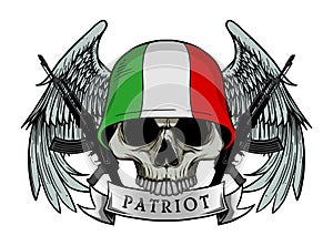 Military skull or patriot skull with Italy flag Helmet