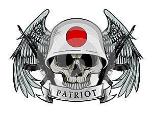 Military skull or patriot skull with JAPAN flag Helmet