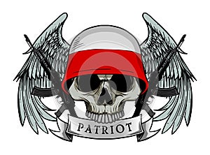 Military skull or patriot skull with POLAND flag Helmet