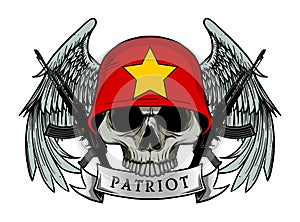 Military skull or patriot skull with VIETNAM flag Helmet
