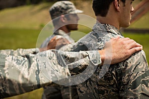 Military soldiers standing in boot camp