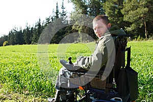 Military soldiers in Wheel-chair. photo