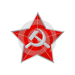 The military Soviet star with hammer and sickle.