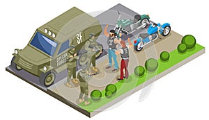Military Special Forces Isometric Composition