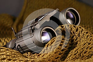 Military spyglass closeup