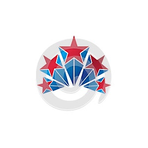 Military Star emblem. Heraldic vector design element, 5 stars gu